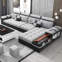 Modernes Design Heim-Eck-Modulsofa-Set Möbel Luxus-Mikrofaserstoff Couch 7-Sitzer L-Form Wohnzimmer-Sitzgruppe
