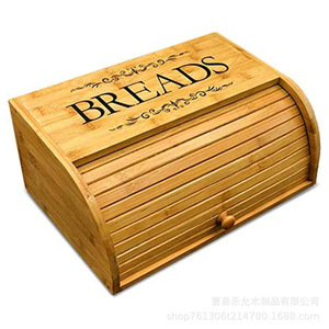 Wooden Bread Box Bamboo Single Layer Roller Shutter Door <b>Storage</b> <b>Kitchen</b> Multi Purpose Organizing Box - Product Image 1
