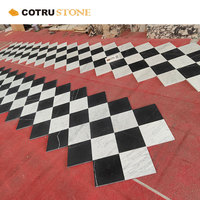 Mosaïque en marbre naturel, motif damier populaire, noir Nero Marquina et blanc Carrara, carrelage pour sol, mur, salle de bain, cuisine