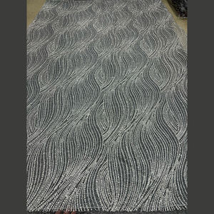 2024 gros nigérian pur blanc paillettes sucre dentelle tissus bonne qualité paillettes Polyester maille pour sacs dame robes de mariée - Product Image 3