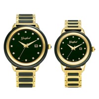 Montres automatiques pour couple en jadéite naturelle avec index diamantés, affichage de la date, aiguilles lumineuses – Élégante montre-bracelet pour le dropshipping