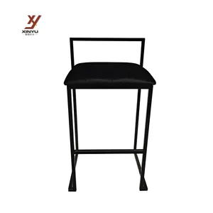 Современный высокий металлический каркас в нордическом стиле, простой черный бархатный тканевый Подушка, высокий стул, барные стулья