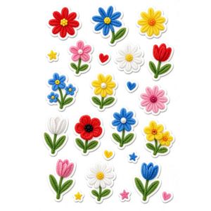 Pegatinas Decorativas Hechas a Mano con Flores de Alambre, Tulipanes, Margaritas y Ramilletes de Flores Bordados en 3D para Decoración del Hogar - Product Image 2