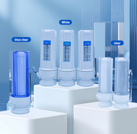 Filtre à eau de comptoir pour cuisine domestique, 10 pouces, boîtier transparent bleu, purificateur d'eau du robinet à un, deux ou trois étages