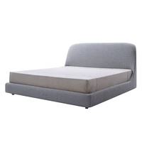 Ensemble de chambre à coucher moderne de style nordique, lit rembourré en tissu avec cadre en bois, tailles King et Queen, avec rangement extensible, vente en gros