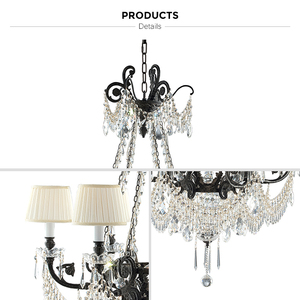 Vintage estilo europeo lámparas de araña de cristal vela diseño lámparas de techo decoración con tela tonos - Product Image 6