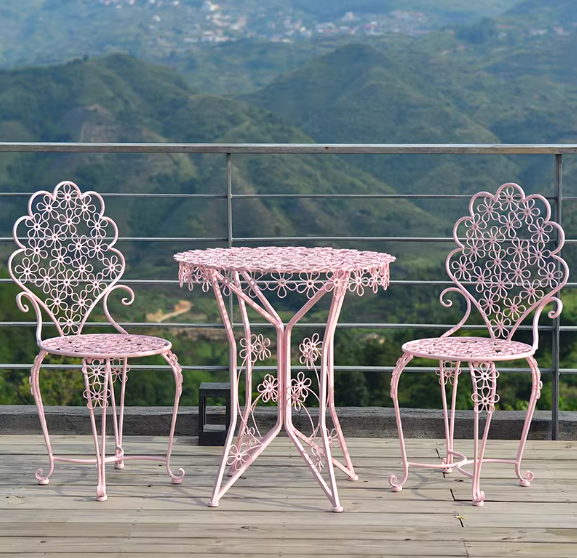 One table and two chairs (plum blossom powder)
