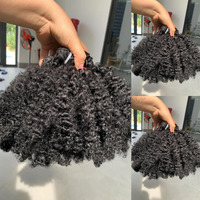 Extensions de cheveux humains vierges brésiliens Remy, bouclés afro 4C, non traités, double tirage, provenant d'un seul donneur, en trame