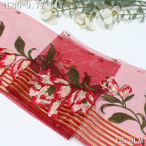 Pizzo Floreale Lucido Rosso di Alta Qualità, Stile Vintage Ecologico, 12cm, per Abiti da Donna e Cucito - Product Image 5