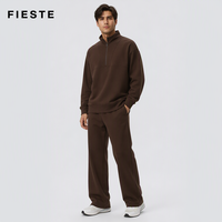 Ensemble de sport décontracté pour homme automne-hiver : sweat-shirt à col montant et demi-zip, pantalon large pour la course et le fitness