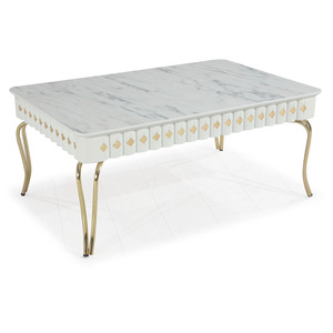 Mesa de Centro Moderna con Tapa de Mármol y Estructura Metálica Resistente para Sala de Estar - Product Image 2