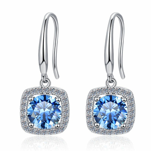 Tốt Jewel Vòng Cắt S925 Bạc Với Gra Giấy Chứng Nhận Kiểm Tra Khoan Bút Màu Xanh 1CT Vvs1 Moissanite Dangle Mặt Dây Chuyền Bông Tai Của Phụ Nữ - Product Image 1