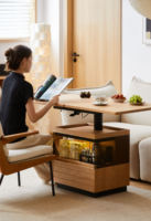 Table basse demi-maison extensible en bois massif, durable et moderne, avec design pliable écologique pour le salon