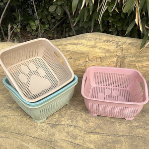 Plastic Cat Paw Storage <b>Baskets</b> <b>Square</b> Hollow With Handles For Home Kitchen Neatening Mixed Colors PP Material - Product Image 4