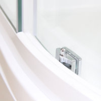 Cabina de Ducha Corredera de Vidrio para Baño, Puerta de Ducha Completa con Base y Panel Trasero de Acrílico Blanco