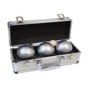 Jeu de boules de pétanque ZQURE French Lawn Garden, 3 pièces, avec argent mat dans un étui en alliage - Product Image 1