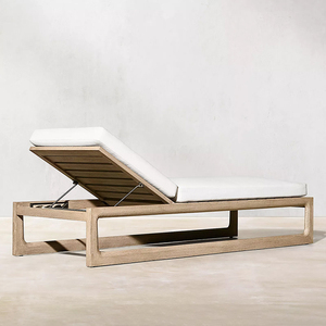 Chaises longues en bois de teck de jardin nordique moderne chaise piscines chaise de plage imperméable chaise longue extérieure en teck chaise de plage - Product Image 6