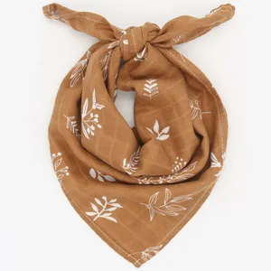 Couverture d'emmaillotage en coton de bambou à imprimé feuilles et carreaux, serviette anti-bave, lingettes à éructation, couches lavables pour nouveau-né, carrés de mousseline 60x60cm - Product Image 6