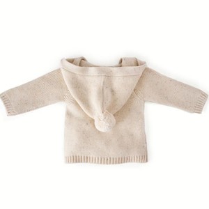Cardigan pour bébé style japonais en coton épais 100 % avec capuche et pompon, anti-plis et respirant - Product Image 2