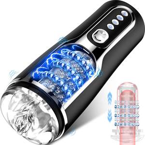 Masturbador masculino automático caliente para hombres con 10 juguetes sexuales Stroker de textura realista vibratoria de empuje - Product Image 1