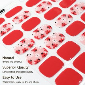 Bandes de gel semi-durcies pour ongles, rouge, 28 pièces, qualité salon, ongles UV, application facile, DIY à domicile, fabriqué en Chine - Product Image 3