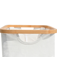 Étagère de rangement pour panier à linge en bois de bambou avec roues et poignées pour toute salle de bain