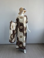 Kaftan Abaya Plus Size Wanita Terbaru Gaya Dubai Jubah Muslim Etnik Afrika Gaun Pantai Panjang Pendek Set Dua Potong Grosir