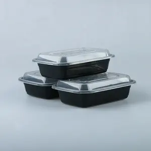 Grosir sel tunggal kotak persegi Amerika tebal kotak makan siang plastik sekali pakai wadah makanan Jinjing dengan tutup