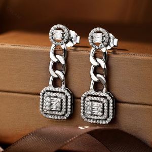 Dylam Luxurious Jewelry Diamond 5A CZ 925 <b>Sterling</b> <b>Silver</b> Women Chain Drop <b>Huggie</b> Dangle Stud Earrings - Product Image 6