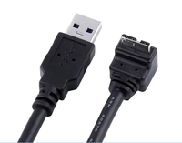 Kabel Data USB 3.0 Tipe A Male ke Micro B Male Sudut Kanan 5Gbps Kecepatan Tinggi untuk Hard Disk Eksternal 1M