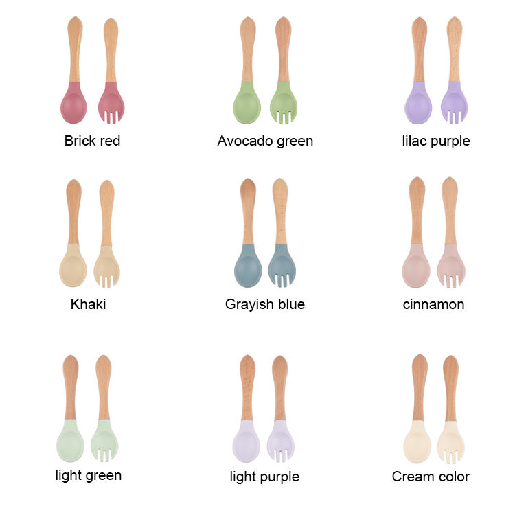 ไม้พายและส้อมซิลิโคนด้ามไม้