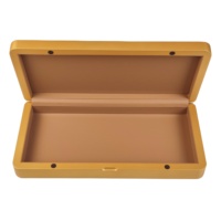 Boîte cadeau en bois doré pour dattes et chocolats, doublure en PU, logo personnalisé, patch en cuir PU, fermeture magnétique pour l'emballage de friandises du Ramadan et de l'Aïd