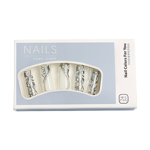 Ongles à presser de luxe argentés effet tourbillon, longs, forme cercueil, avec strass 3D, réutilisables, en acrylique, pour femmes, soirées et bals de promo - Product Image 6
