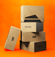 Boîte en papier kraft à déchirure facile Carton à fermeture éclair en relief avec ruban non adhésif Emballage express non contraignant Boîte d'emballage anti-démolition