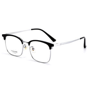 Monturas de Gafas Rectangulares de Media Montura Danyang 273, Unisex, Ligeras, de Titanio y Resina, Estilo Ejecutivo - Product Image 1