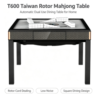 Table de Mahjong Automatique T600 avec Rotor, Table Intégrée 2-en-1 Silencieuse pour Dîner et Mahjong, Table de Jeu Durable pour la Maison