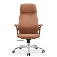 Chaise de bureau exécutive moderne à dossier haut en alliage d'aluminium, ergonomique, en cuir, avec appui-tête réglable, confortable, pivotante, pour hôtel