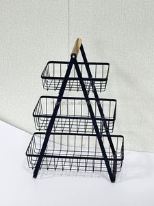 3-Layer Foldable & Easy Install Metal Wire Basket for Fruit & Vegetables Household <b>Kitchen</b> <b>Storage</b> Rack - Product Image 2