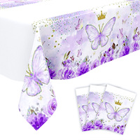 Ensemble de vaisselle jetable en papier sur le thème du papillon violet pour les anniversaires, la Saint-Valentin, Noël, les fêtes de remise de diplômes, y compris