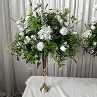 Boule de fleurs artificielles en soie IFG Modern Forest Design 50 cm, blanche et violette, avec des fleurs vertes, pour la décoration de mariage