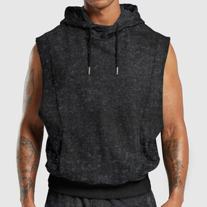 New <b>men's</b> European and American street trend fashion distressed floral <b>sleeveless</b> hooded <b>sleeveless</b> top - Product Image 4