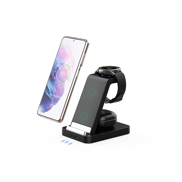 3 in 1 Magnetic Wireless Charging Station 15W Fast Charging for Mobile Phones Earphones & Smart Watches