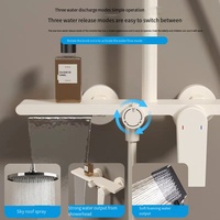 Ensemble de douche en laiton brossé avec fonction pluie et massage, robinet de baignoire, système de douche rond moderne pour salle de bain d'hôtel