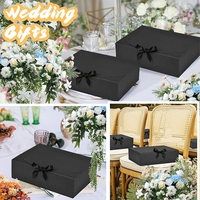 Carton recyclable de taille personnalisée emballage en carton noir rigide boîte cadeau de luxe pliable avec ruban cravate
