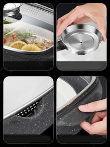 Hot Sale <strong>Fish</strong> Pan Commercial 32cm Big Nonstick Granite Die Casting Aluminum Induction Enamel Roaster Pan with Lid - Product Image 5