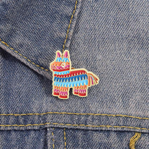 彩色积木小马胸针创意可爱玩具砖彩虹马徽章珐琅翻领别针 - Product Image 4