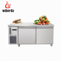Congélateur vitrine sous comptoir pour cuisine professionnelle, capacité 250L, de -18°C à -5°C, horizontal, à refroidissement par air, poste de travail