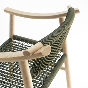 Vente en gros de meubles de restaurant d'extérieur tissés en corde chaises de patio en bois de teck de directeur de plage empilables avec cadre en aluminium - Product Image 6