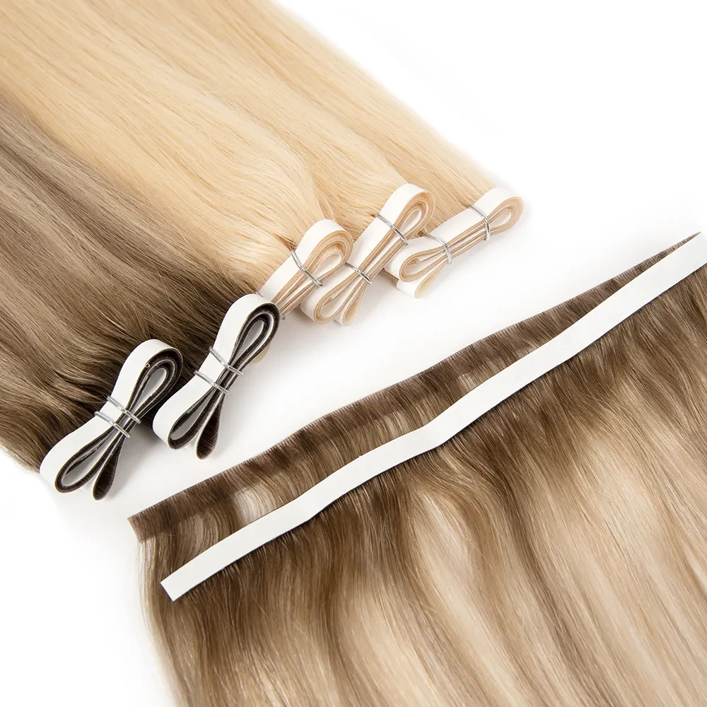 2023 new arrival virgin remy balayage double weft raw injected blonde invisible long strip tape in extensions