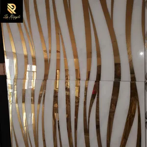 Springletile 60x120 oro ondulato in marmo bianco stile gres porcellanato decorazione della parete soggiorno bagno lucido Design piastrelle in ceramica